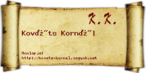 Kováts Kornél névjegykártya
